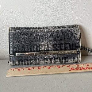 Steve Madden Black and White Logo Wristlet Wallet